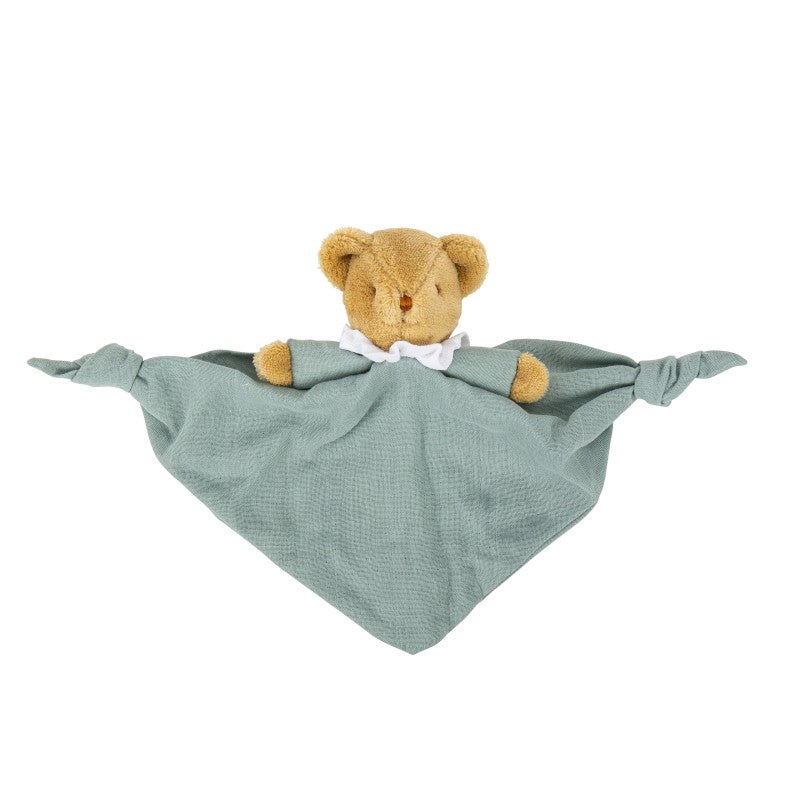 Trousselier Bear Triangle Comforter with Rattle 20cm Celadon Green Organic Cotton