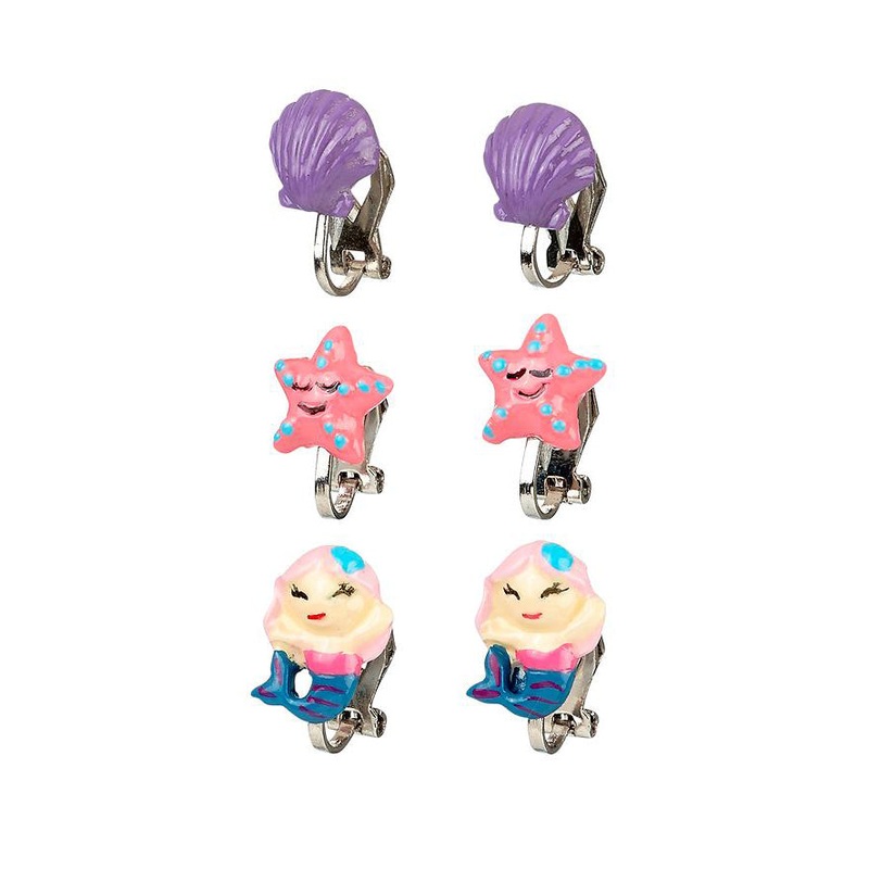 Souza Ear Clips Mermaid, 3 Pairs/Card (1 Card)