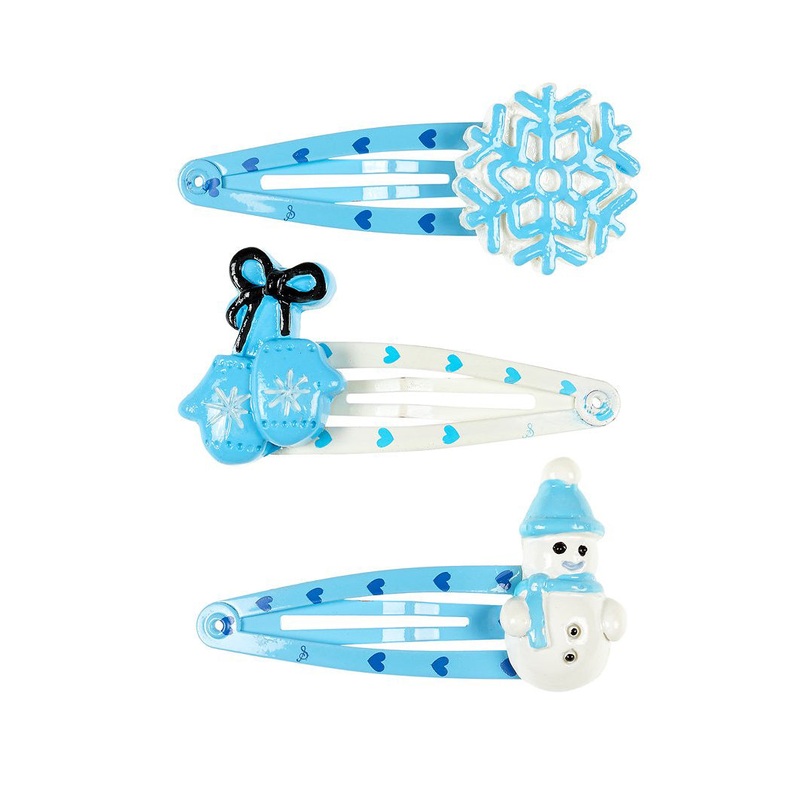 Souza Hair Clips Milena, Winter, Blue (3 Pcs/Card, 1 Card)