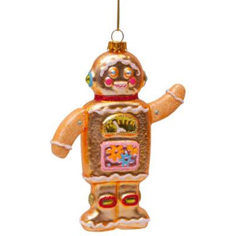 Ornament Glass Gingerbread Robot Boy H11cm