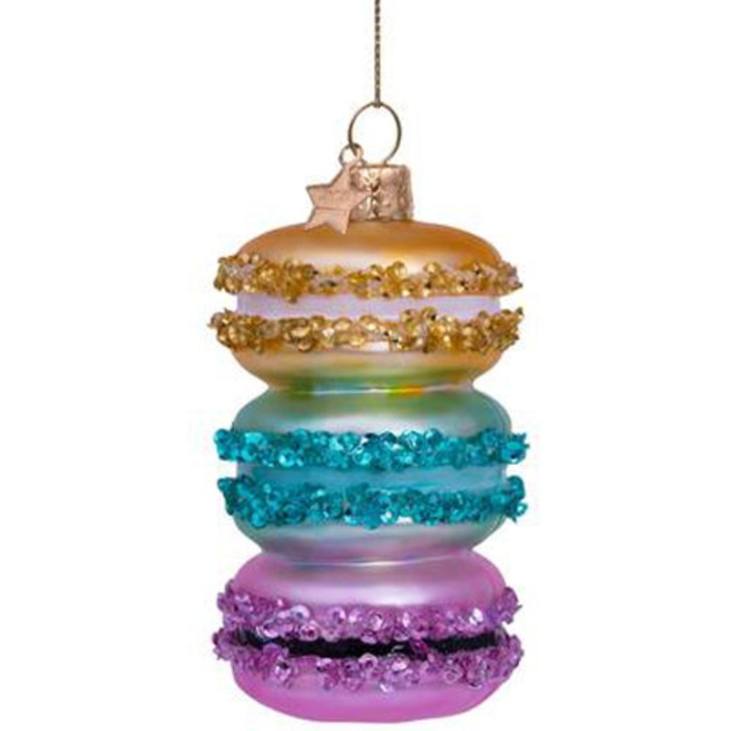 Ornament Glass Multi Color Macaron Tower H9.5cm