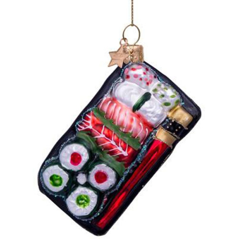 Ornament Glass Multi Sushi Plate H10cm