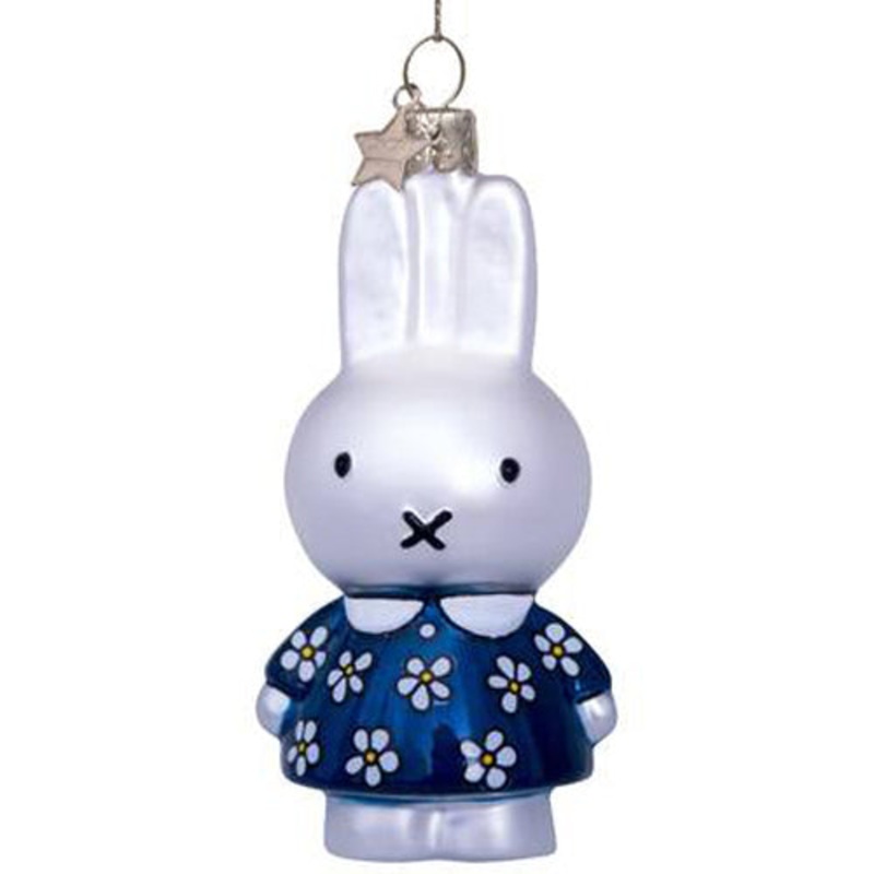 Ornament Glass Nijntje/Miffy Blue Flower Dress H11cm