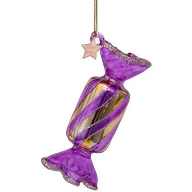 Ornament Glass Purple Transparent Candy H7cm