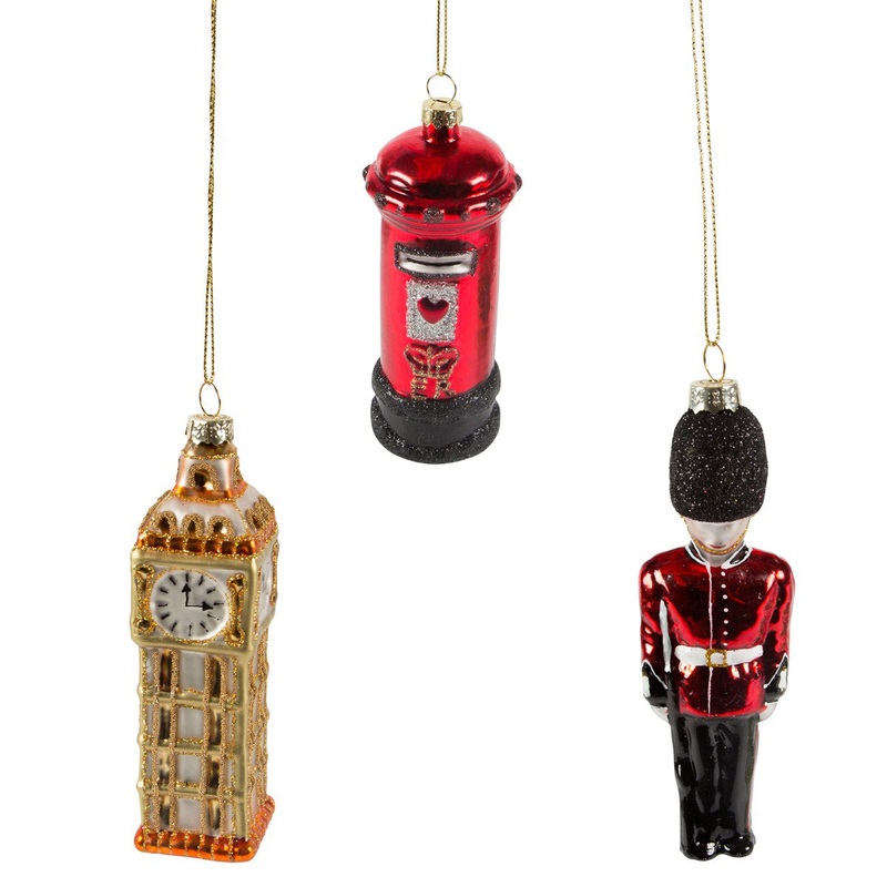RJB Stone Lovely London Postbox, Big Ben & Guard Decorations - Set of 3