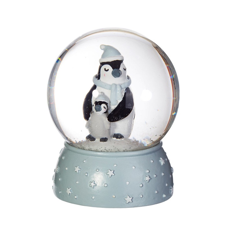 RJB Stone Mum & Baby Penguin Snow Globe