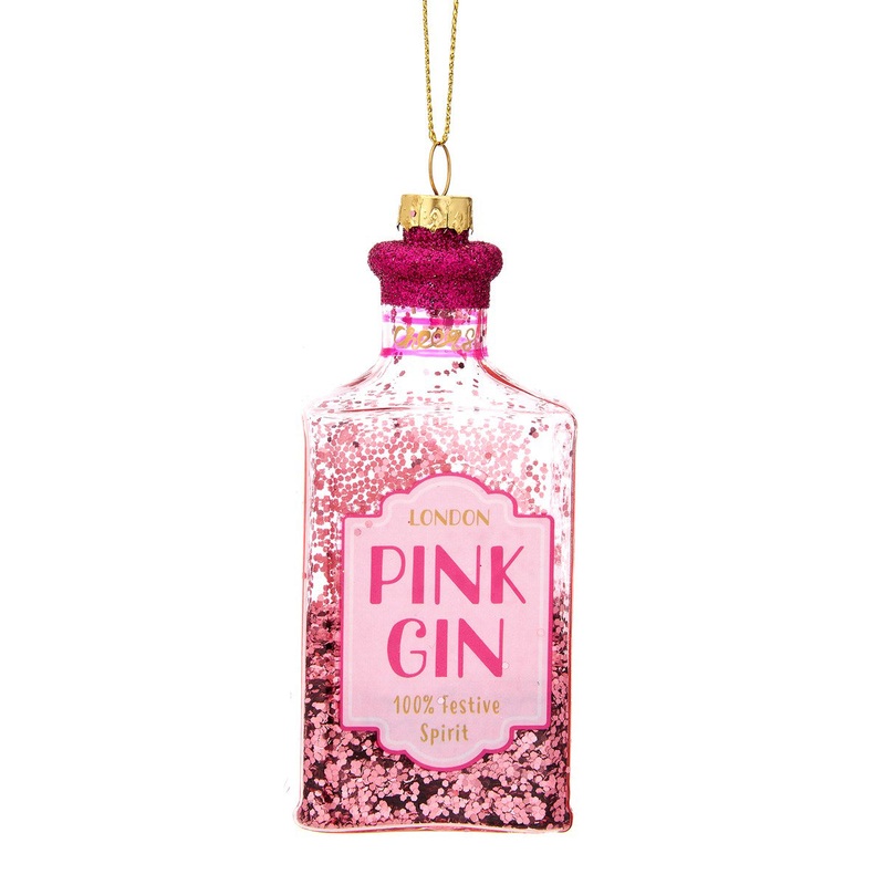 RJB Stone Pink Gin Bottle Shaped Bauble