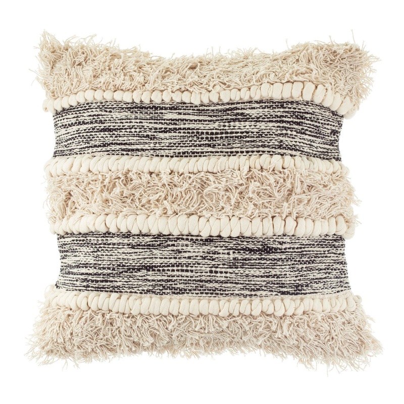 RJB Stone Scandi Boho Tufted Stripe Cushion