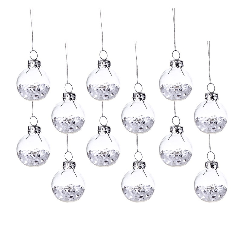 RJB Stone White Show Sequin Mini Baubles - Set of 12