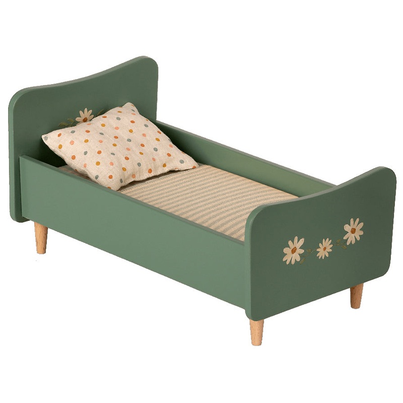 Maileg Wooden Bed, Mini Mint Blue