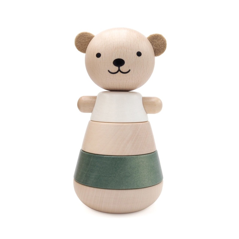 Briki Vroom Vroom Wooden Stacking Bear / Gris