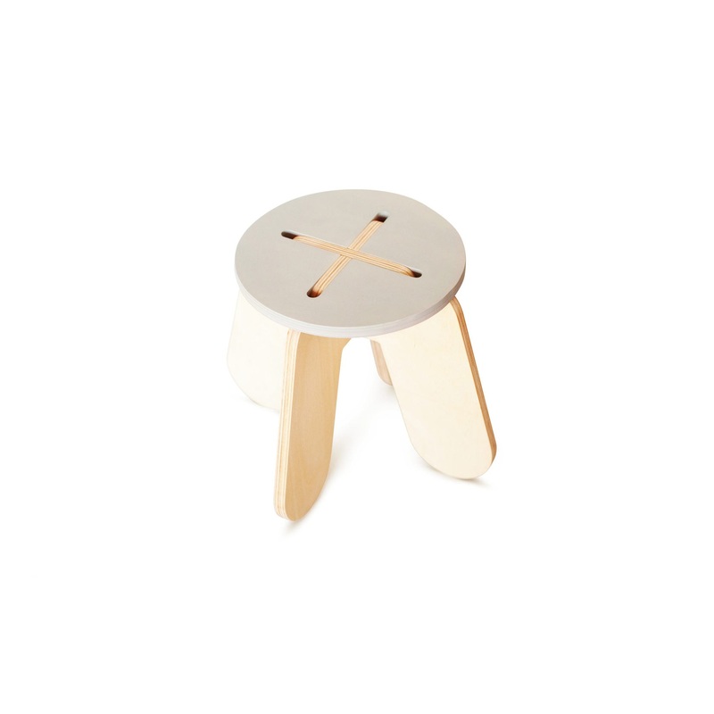 babai Wooden Children Stool X Grey