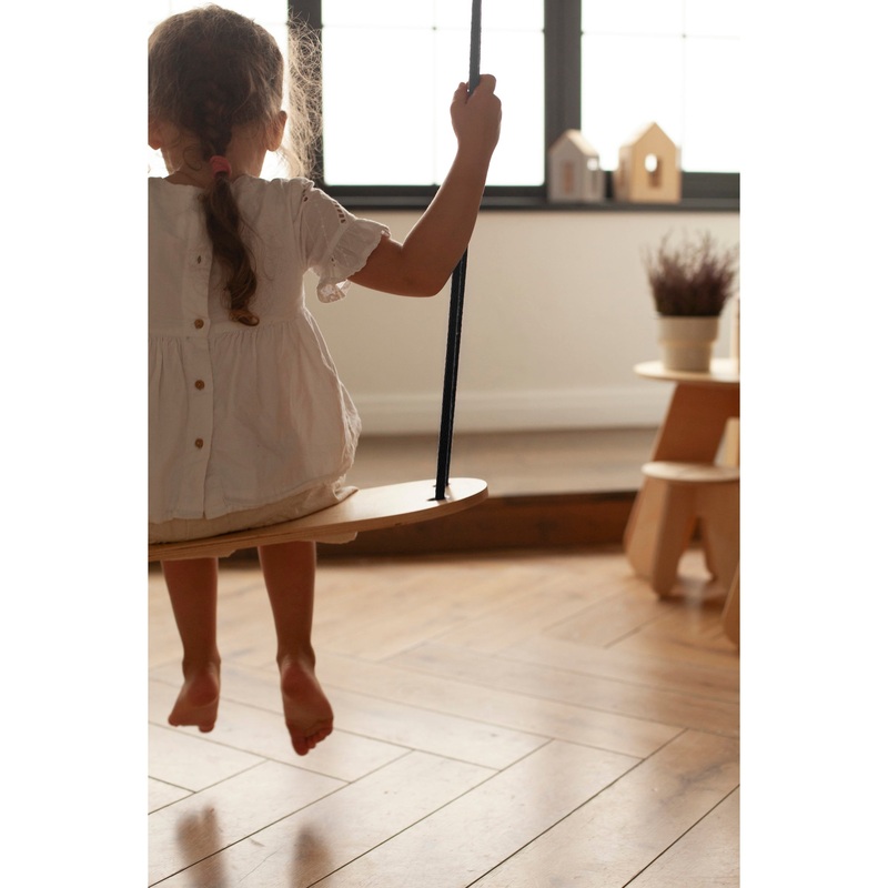 babai Wooden Swing+Black Rope