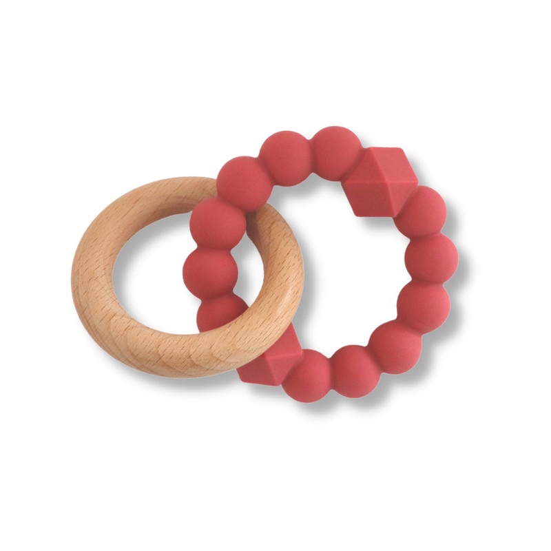 Jellystone Designs Moon Baby Teether - Dusty Pink