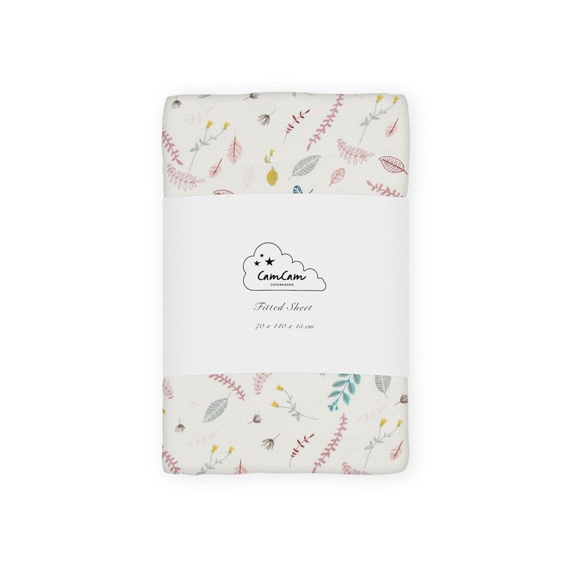 Cam Cam Copenhagen Fitted Sheet Pressed Leaves Rose