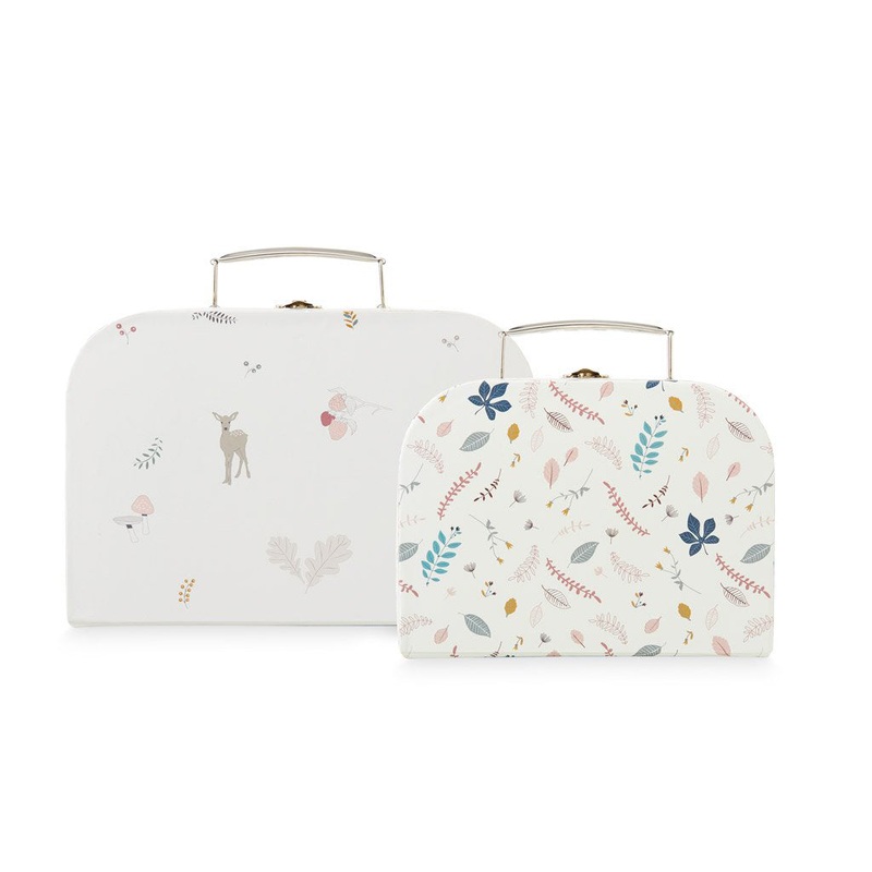 Cam Cam Copenhagen Kids Suitcases Set of 2 Mix Fawn, Pressed Leaves Rose