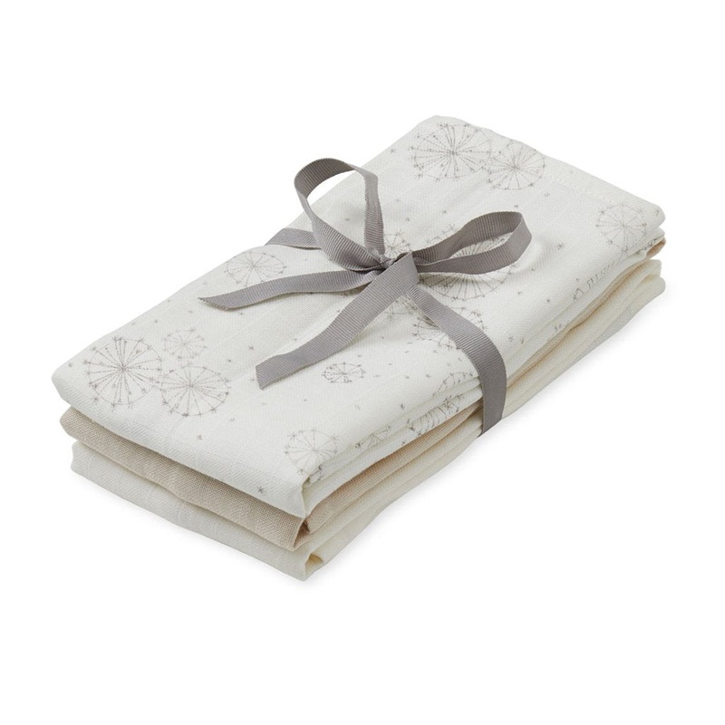 Cam Cam Copenhagen Muslin Cloth, 3-Pack - Gots Mix Dandelion Natural, Light Sand, Crme White