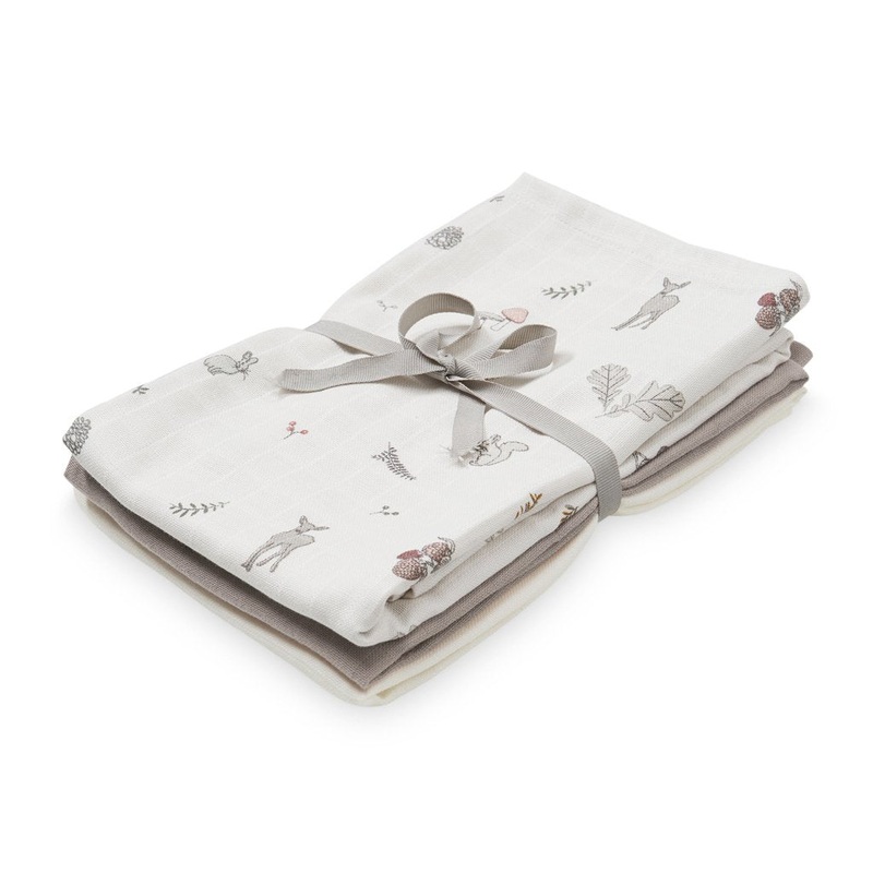Cam Cam Copenhagen Muslin Cloth, 3-Pack - Gots Mix Fawn, Hazel, Crme White