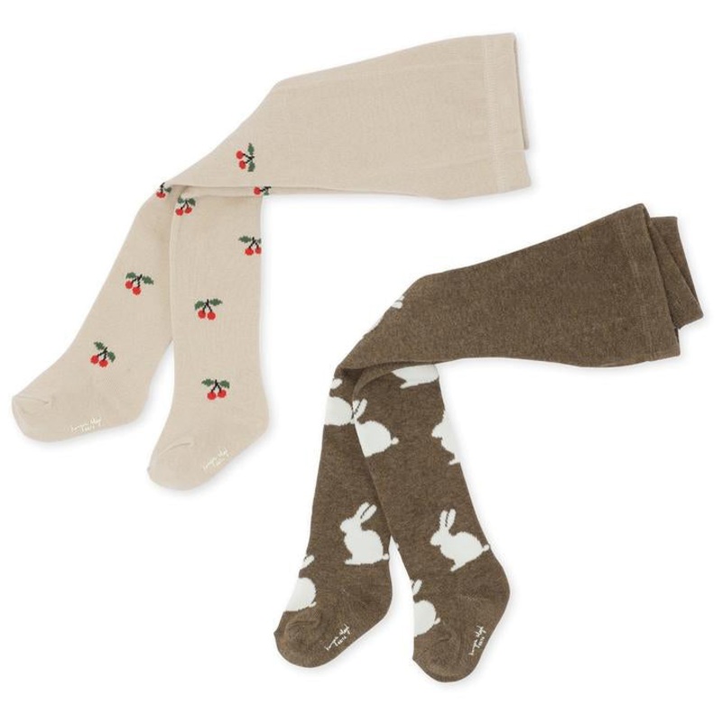 Konges Sljd 2 x Jacquard Stockins Bunny Cherry