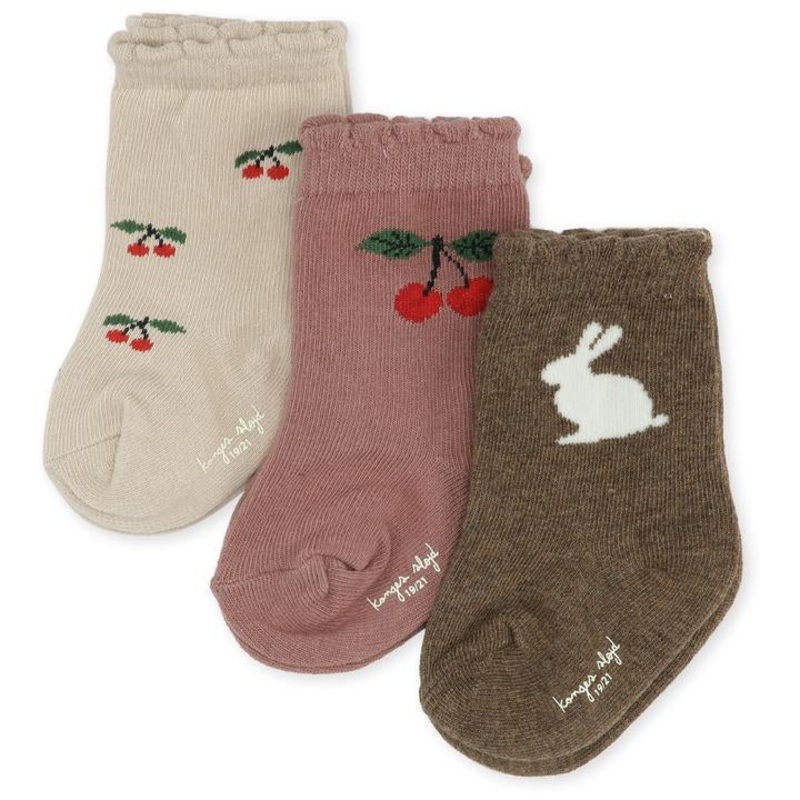 Konges Sljd 3 Pack Jacquard Socks Cherry Bunny