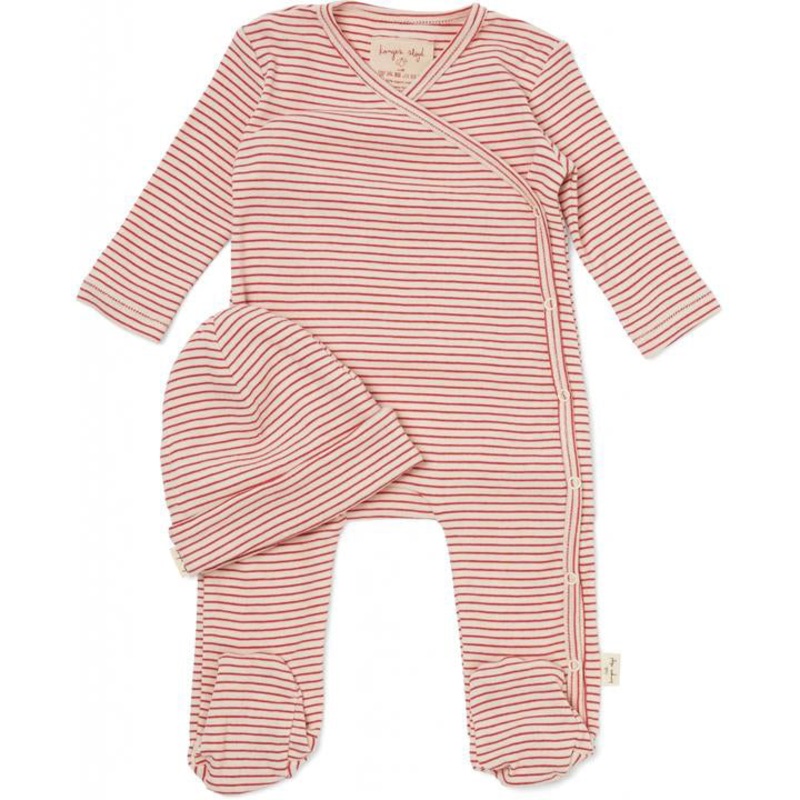 Konges Sljd Dio Onesie with Beanie Red Stripe