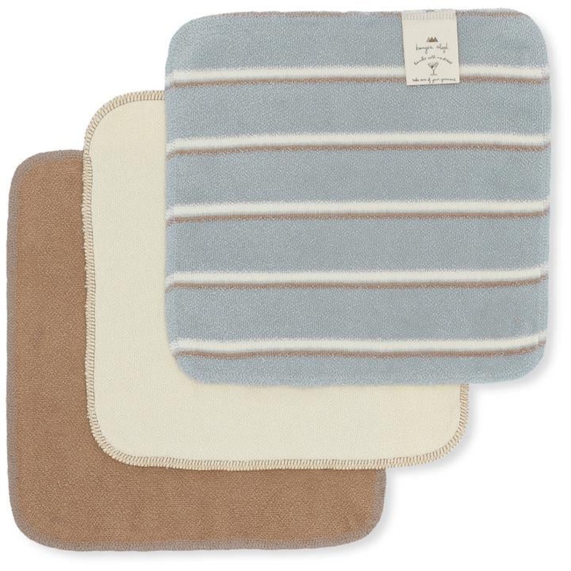Konges Sljd 3 Pack Terry Wash Cloths Blue Vintage Stripe