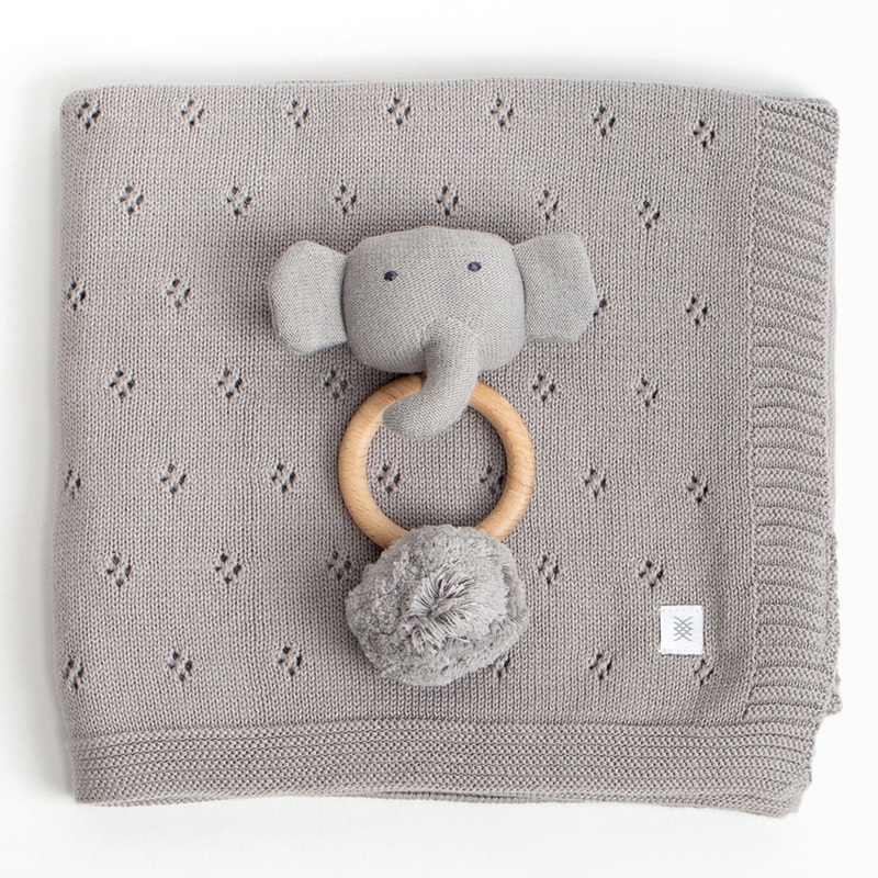 zestt Clover Knit Baby Gift Set Gray