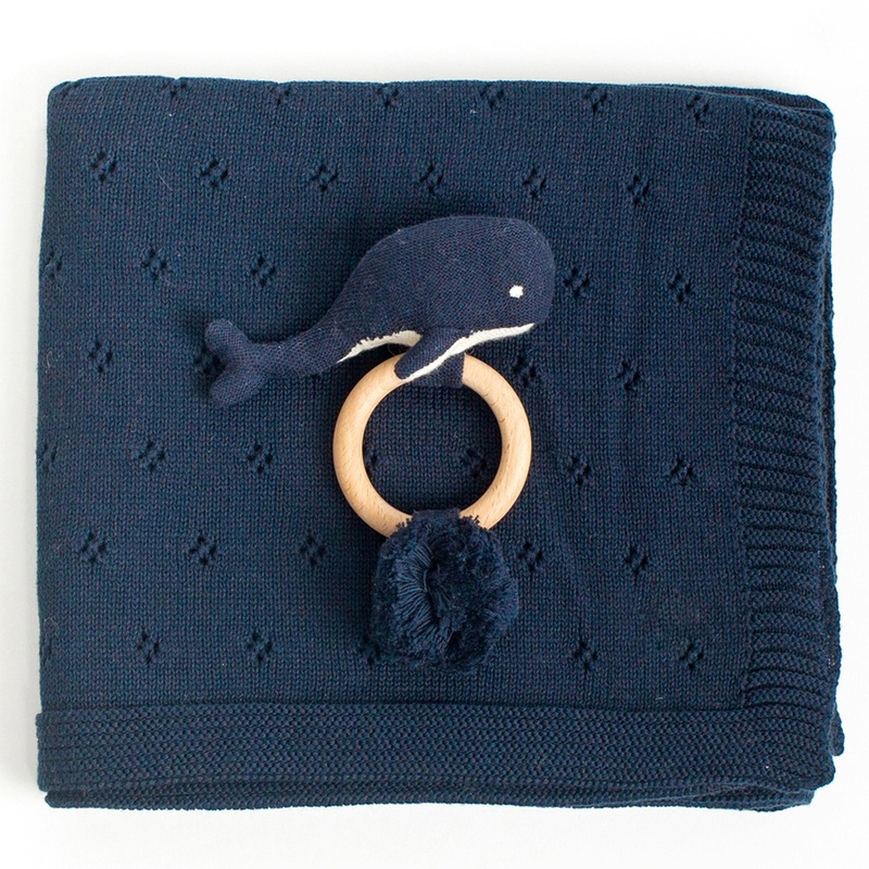 zestt Clover Knit Baby Gift Set Navy