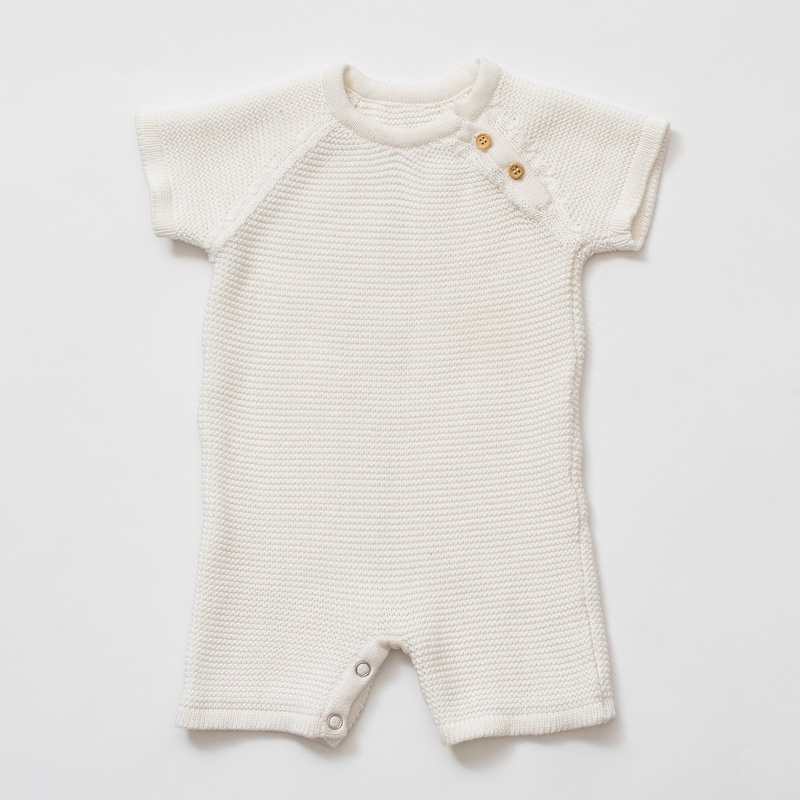 zestt Knit Baby Romper (Short) Soft White