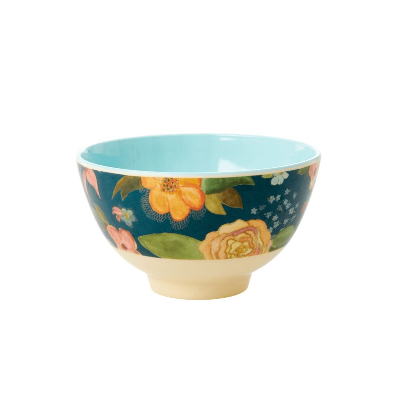 Rice DK Melamine Bowl with Selma Fall Flower Print - Two Tone - Small