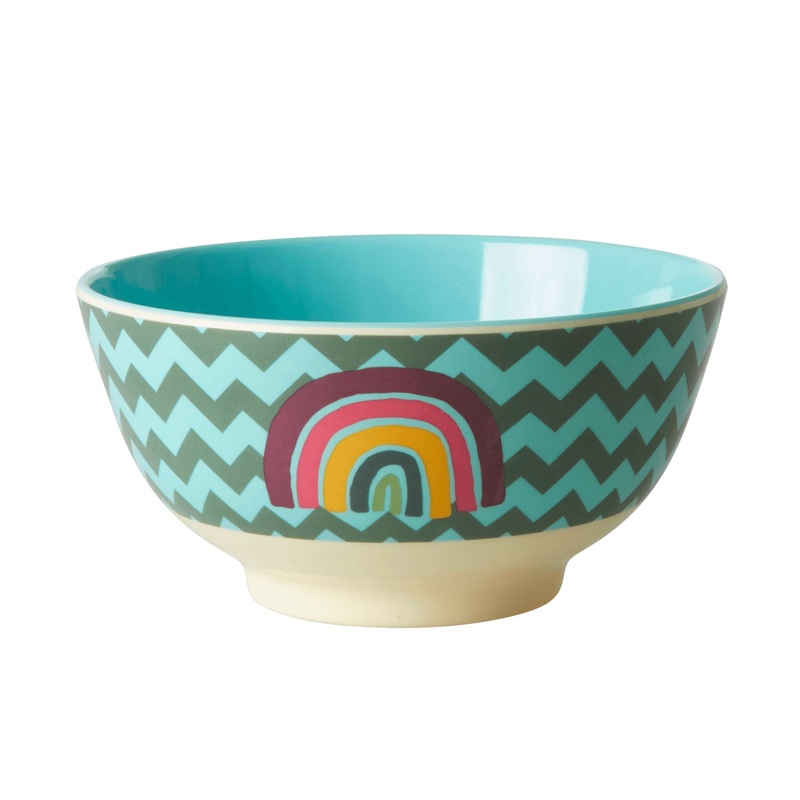 Rice DK Melamine Bowl with Zig Zag Print - Two Tone - Medium