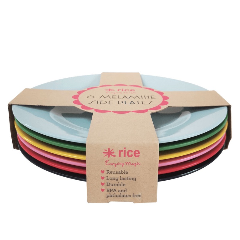 Rice DK Melamine Round Side Plates In Assorted Favorite Colors - Set of 6 pcs
