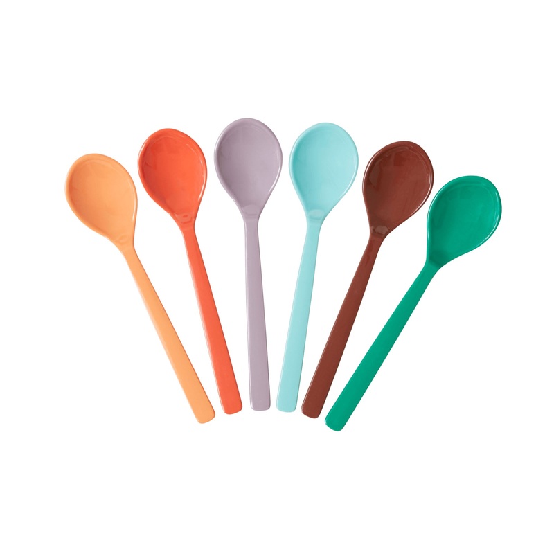Rice DK Melamine Teaspoons In Assorted 'Follow The Call of The Disco Ball' Colors - 6 pc