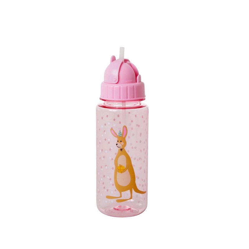 Rice DK Plastic Kids Drinking Bottle with Party Animal Print - Pink