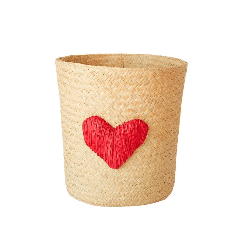 Rice DK Raffia Basket with Heart Embroidery