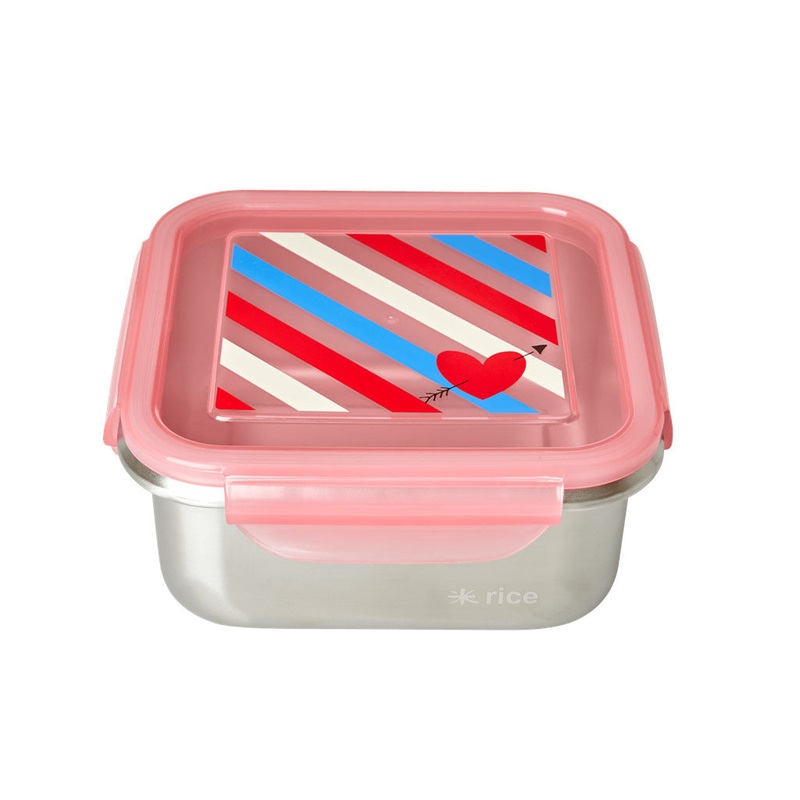 Rice DK Stainless Steel Square Lunchbox with Candy Stripes Print