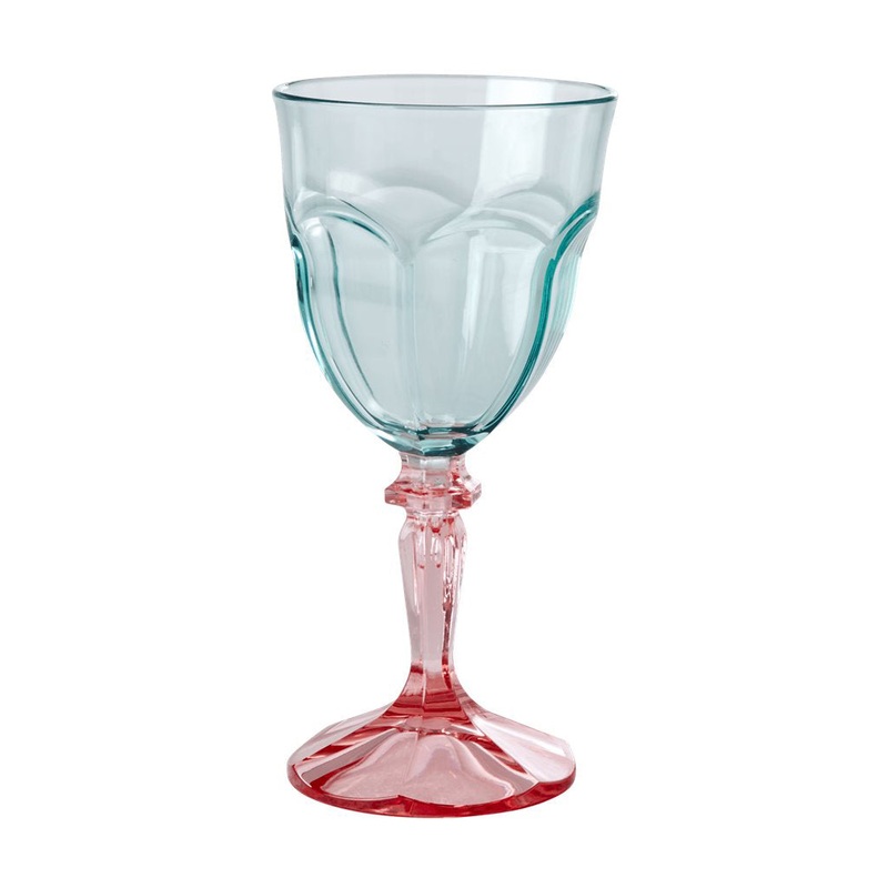 Rice DK Acrylic Two Tone Wine Glass in Mint with Pink Stem - 266ml
