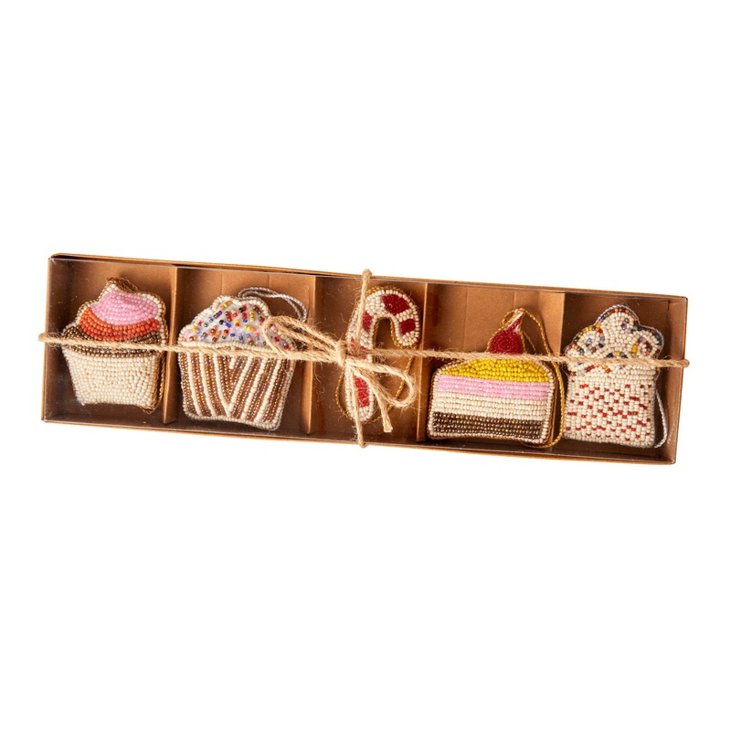 Rice DK Fabric Ornament with Pearls in a Giftbox of 5 pcs