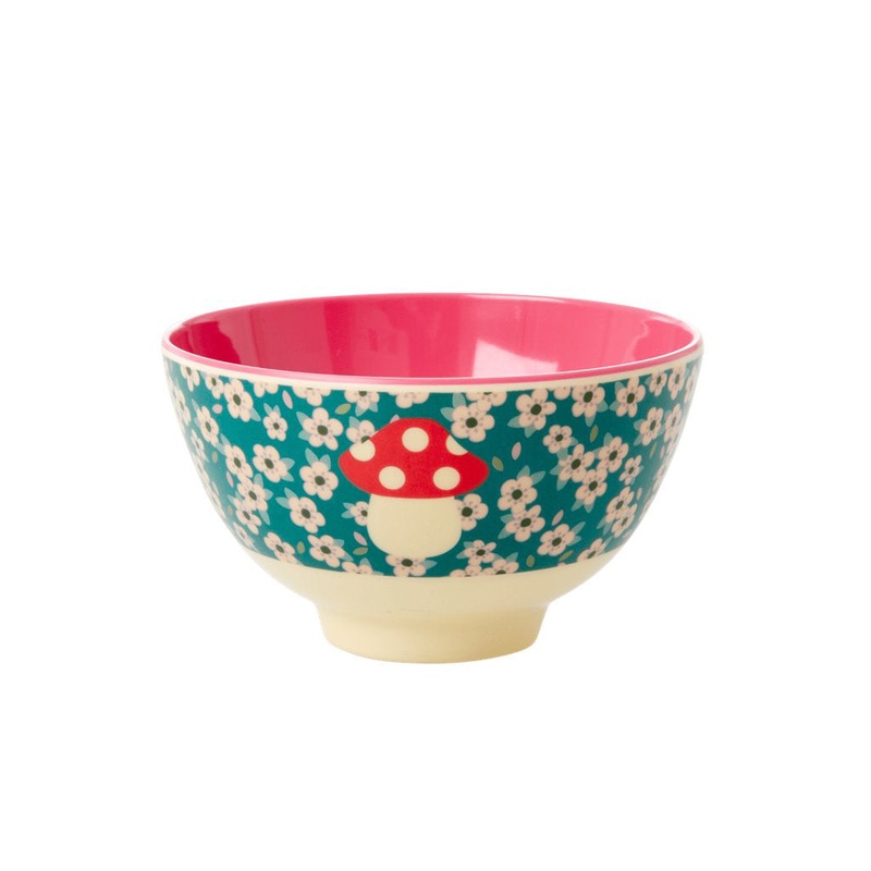 Rice DK Melamine Bowl with Mushroom Print - Two Tone - Small