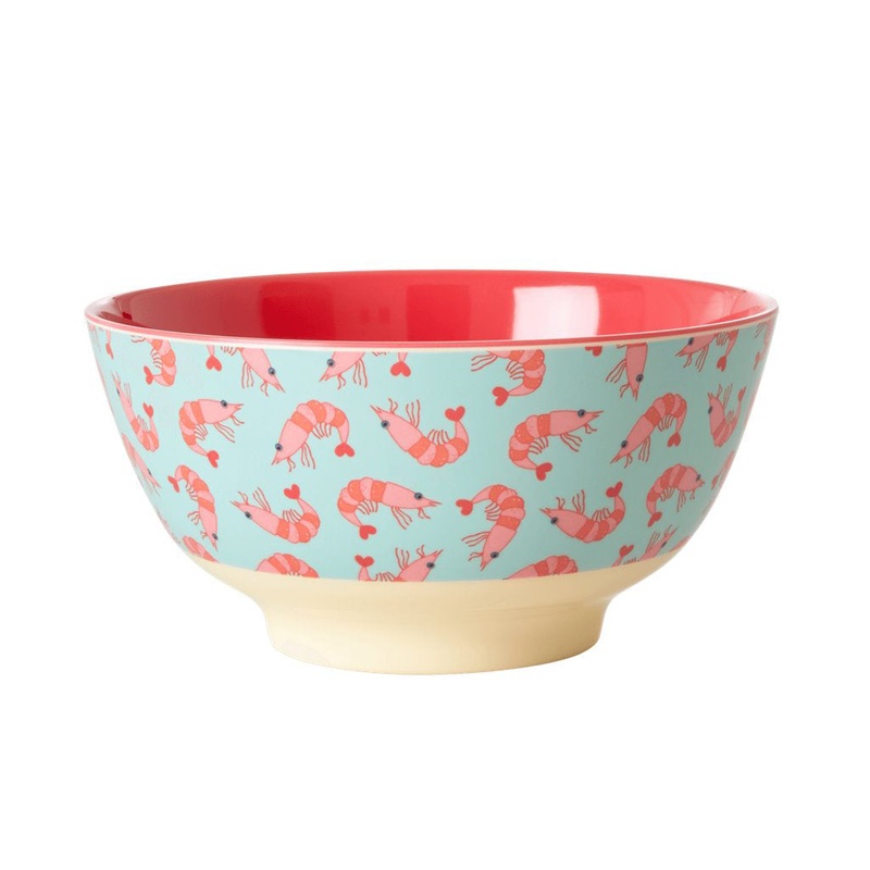 Rice DK Melamine Bowl with Shrimp Print - Two Tone - Medium