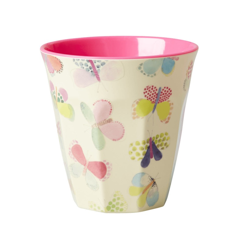 Rice DK Melamine Cup with Butterfly Print - Two Tone - Medium