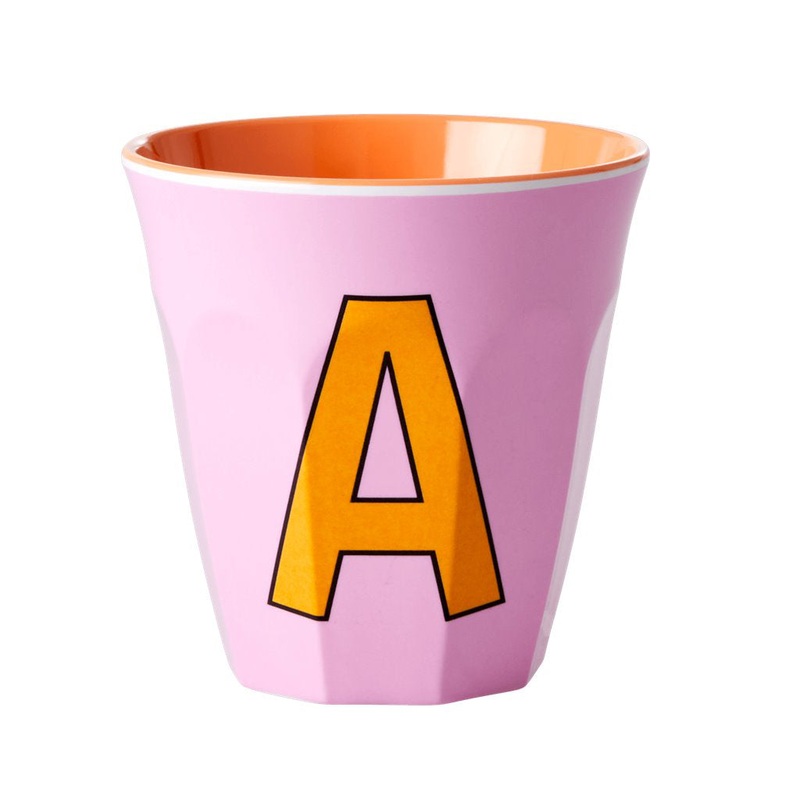 Rice DK Melamine Cup with The Letter A - Pink - Two Tone - Medium