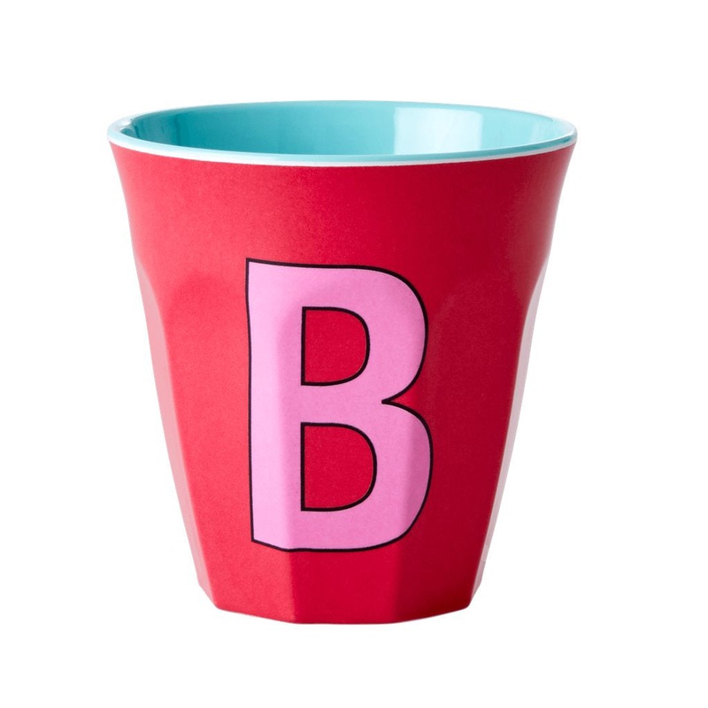 Rice DK Melamine Cup with The Letter B - Red Kiss - Two Tone - Medium