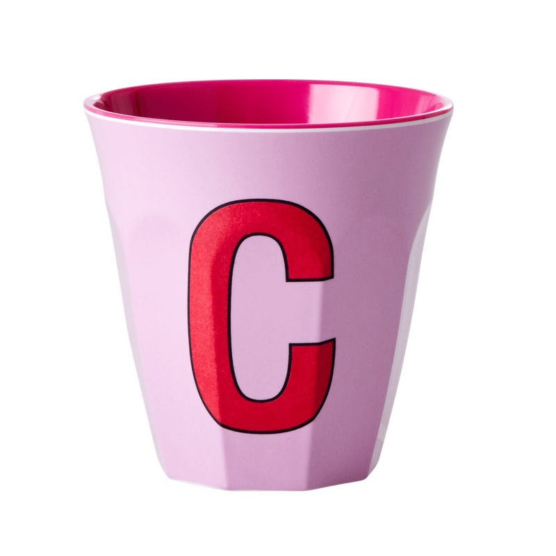 Rice DK Melamine Cup with The Letter C - Pink - Two Tone - Medium