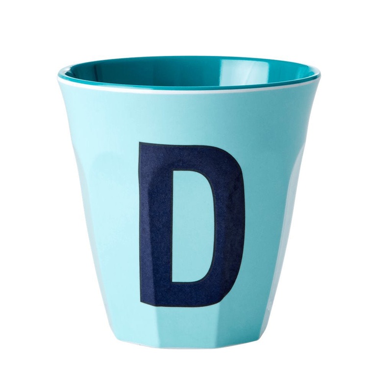 Rice DK Melamine Cup with The Letter D - Mint - Two Tone - Medium