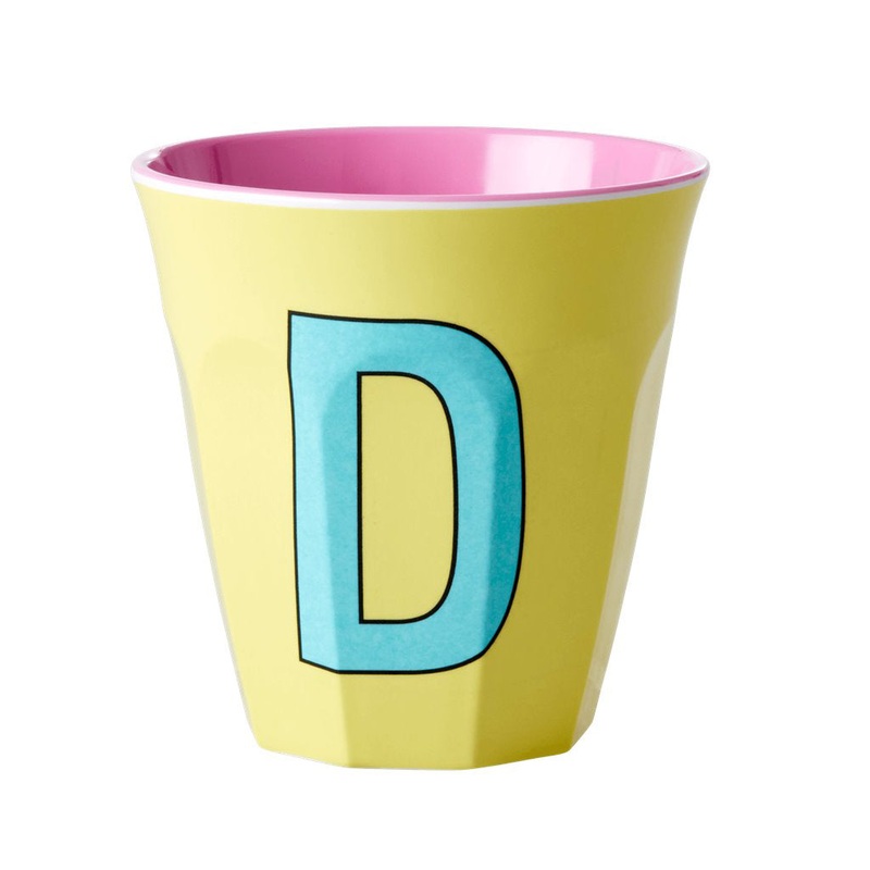 Rice DK Melamine Cup with The Letter D - Yellow - Two Tone - Medium