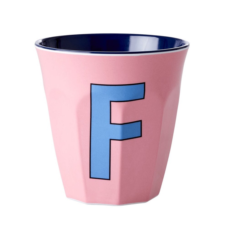 Rice DK Melamine Cup with The Letter F - Dark Powder - Two Tone - Medium