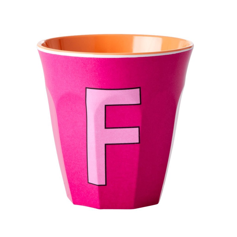 Rice DK Melamine Cup with The Letter F - Fuchsia - Two Tone - Medium