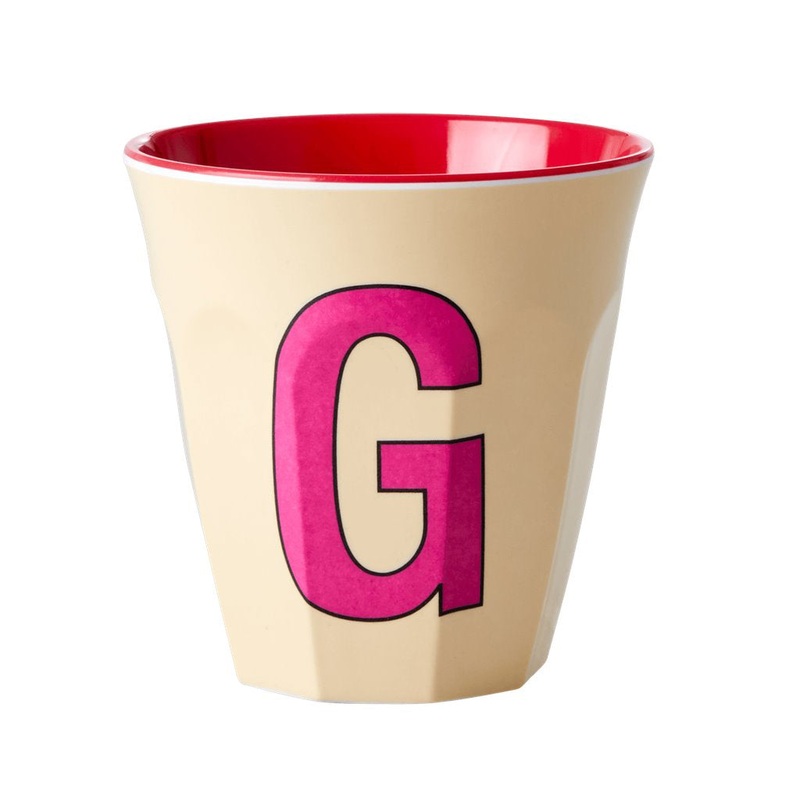 Rice DK Melamine Cup with The Letter G - Pastel Yellow - Two Tone - Medium
