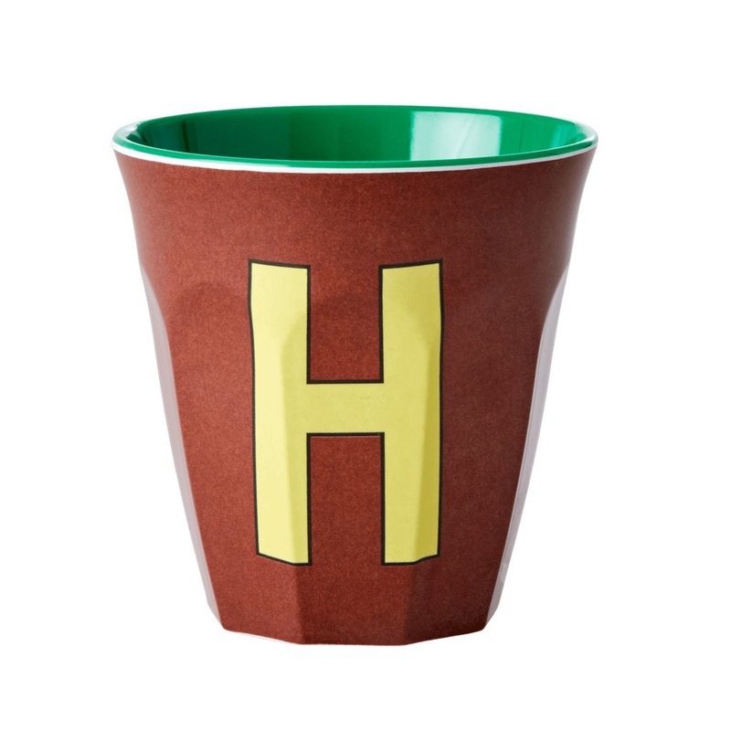 Rice DK Melamine Cup with The Letter H - Brown - Two Tone - Medium